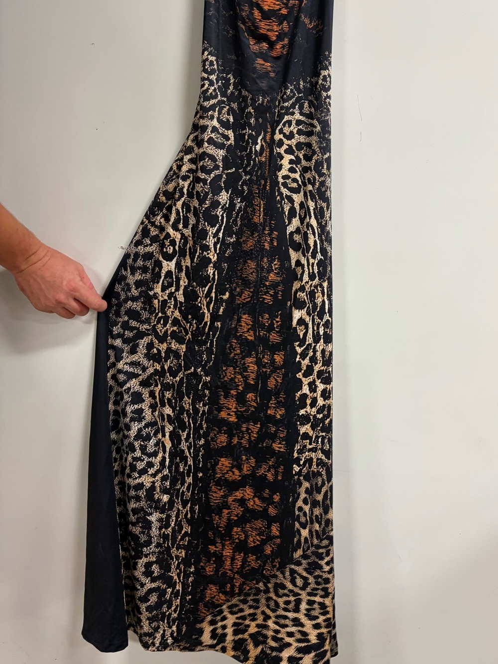 Leopard Print Panel Dress - Black & Brown